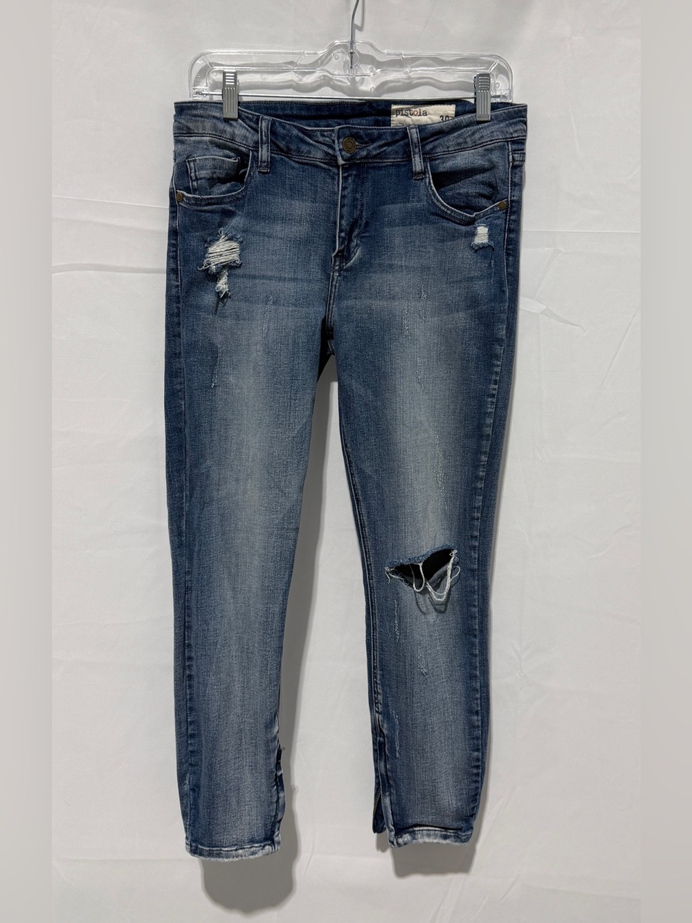 Revolve Pistola Tory Ankle Zip Distressed Skinny Jean, Size 30
